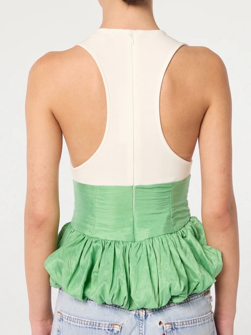 The Line by K ARDEN
White Green Two Tone Peplum Top - Picture 3 of 7